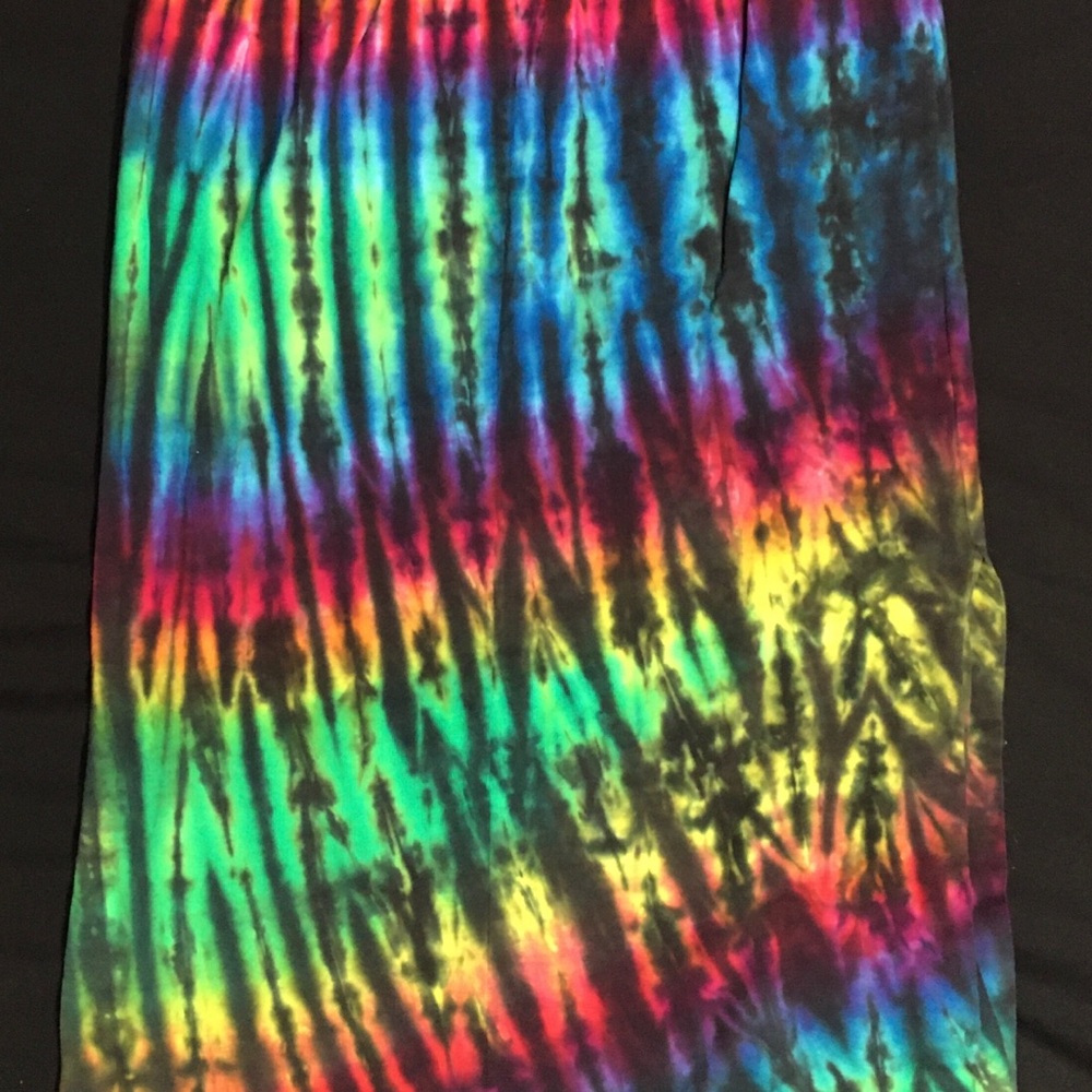 Ladies Tie-dyed Skirt w Slit- Small waist Rainbow